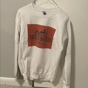 Hermès White Sweatshirt with Red Logo